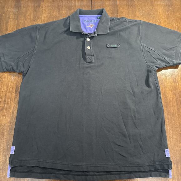 Orvis Heavy Cotton Polo Shirt Black Men's Size XL 100% Cotton - Picture 1 of 9